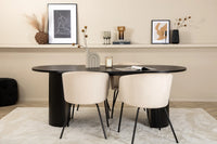 Spisegruppe Berit & Bianca + Ovalt 200 x 90 – beige og svart