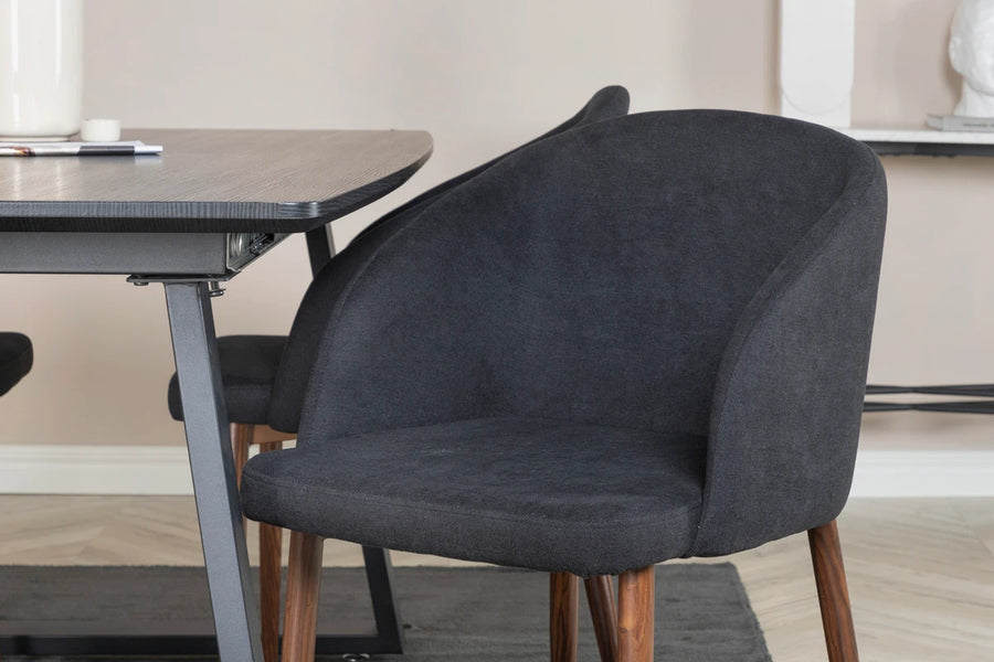 Spisestol Arch & Inca 2-pakk + Rektangulært spisebord 160 x 85 – svart
