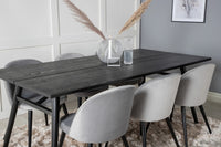 Spisegruppe Sleek & Velvet 195 x 95 + spisestol 2-pakk – svart og grå