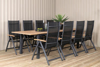 Posisjonsstol Panama 2-pakk + Rektangulært spisebord 224 x 100 – svart