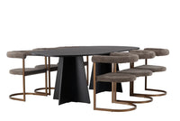 Spisegruppe Bootcut & Morning Oval 230 x 115 + 2-pakk spisestol – svart og brun