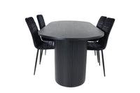 Spisegruppe oval 200 x 90 + spisestol 2-pakk – svart