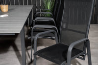 Spisegruppe Levels & Copacabana 160 x 100 + reklinerstol 2-pakk – svart