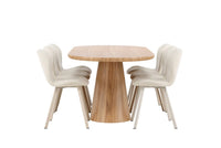 Spisegruppe oval 200 x 90 2-pakk – natur og beige