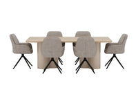 Spisestol Manchi & Olivia 2-pakk – brun + Spisebord rektangulært 210 x 100 – whitewash