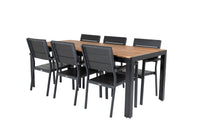 Spisestol 2-pakk – svart + Rektangulært spisebord 205 x 90 – natur