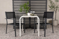 Spisestol Copacabana & Borneo 2-pakk + kafébord 70 x 70 – svart og beige