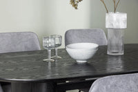 Spisestol Rosie & Isolde 2-pakk + Ovalt spisebord 180 x 90 – grå og svart