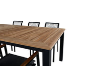 Spisestol Dallas & Panama 2-pakk + rektangulært spisebord 224 x 100 – svart