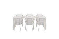 Spisegruppe 200 x 90 + spisestoler 2-pakk – beige og hvit