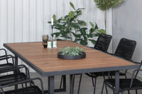 Spisegruppe Khung & Lindos rektangulær 200 × 100 2-pakk – natur og svart
