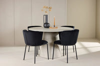 Spisestol Edina & Lanzo 2-pakk – svart + Spisebord rundt ⌀120 – beige