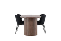 Spisegruppe Härön & Modesto oval 200 x 90 + spisestoler 2-pakk – mokka og svart