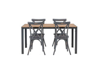 Spisegruppe Break & Tablas 150 x 90 + 2-pakk spisestoler – mørk grå