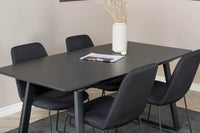 Spisestol Muce & Inca 2-pakk + Rektangulært spisebord 160 x 85 – svart
