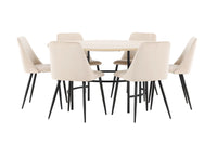 Spisegruppe rund 2-pakk ⌀140 – beige og whitewash