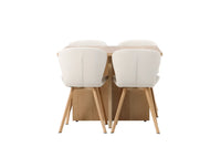 Spisegruppe Leo & Lilja rektangulær 100 x 100 med 2-pakk spisestoler – natur og beige