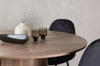 Spisegruppe Polar & Lanzo 2-pakk + Rundt spisebord ⌀120 – svart og natur