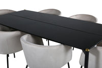 Spisestol Berit & Pelle + rektangulært spisebord 190 x 90 – beige og svart