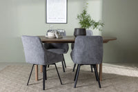 Spisestol Rosie & Andy 2-pakk + Ovalt spisebord 180 x 90 – grå og natur