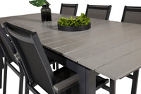 Spisegruppe Levels & Parma 229 × 100 + spisestoler 2-pakk – svart