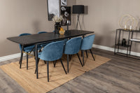 Spisegruppe Gold & Velvet 180 x 85 2-pakk – svart og blå