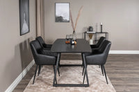 Spisegruppe Inca & Comfort 160 x 85 + 2-pakk spisestoler – svart