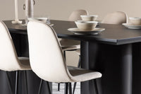 Spisestol Polar & Olivia 2-pakk + rektangulært spisebord 210 x 100 – beige og svart