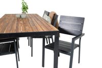 Spisestol 2-pakk – svart + Rektangulært spisebord 205 x 90 – natur