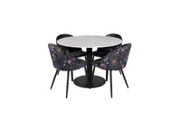Spisestol Velvet & Estelle 2-pakk – svart + Spisebord rundt ⌀106 – hvit