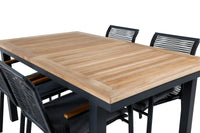 Spisestol Dallas & Panama 2-pakk + Rektangulært spisebord 152 x 90 – svart