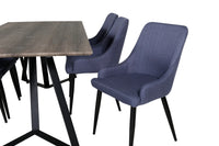 Spisestol Plaza & Marina 2-pakk – blå + rektangulært spisebord 180 x 90 – natur