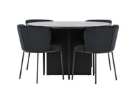 Spisestol Edina & Strada 2-pakk + Rektangulært spisebord ⌀120 – svart