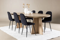 Spisestol Polar & Bootcut 2-pakk + Spisebord ovalt 230 x 115 – svart og natur