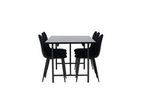 Spisestol Polar & Astrid 2-pakk + Rektangulært spisebord 200 x 90 – svart