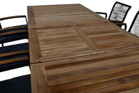 Spisestol Dallas & Panama 2-pakk + rektangulært spisebord 224 x 100 – svart