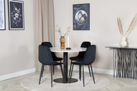 Spisegruppe Polar & Estelle 2-pakk + Rundt spisebord ⌀106 – svart og hvit