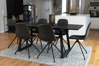Spisestol Polar & Inca 2-pakk + Rektangulært spisebord 160 x 85 – svart