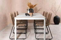 Spisegruppe Togo & Lindos 200 × 100 + spisestol 2-pakk – hvit og brun