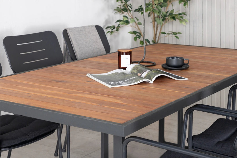 Spisestol Nicke & Khung 2-pakk – svart + Spisebord 200 × 100 – natur