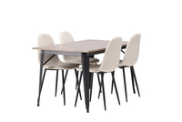 Spisestol Polar og Tempe 2-pakk – beige + Spisebord rektangulært 140 x 80 – valnøtt