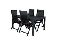 Posisjonsstol Panama & Marbella 2-pakk + Spisebord 160 x 100 – svart