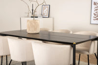 Spisestol Berit & Pelle + rektangulært spisebord 190 x 90 – beige og svart