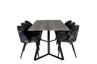 Spisestol Velvet & Marina 2-pakk – svart + rektangulært spisebord 180 x 90 – natur