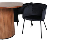 Spisegruppe oval 200 x 90 – svart og valnøtt