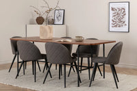 Spisegruppe Uno & Velvet 200 x 90 + spisestol 2-pakk – natur og grå