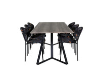 Spisestol Vault & Marina 2-pakk – svart + Rektangulært spisebord 180 x 90 – natur