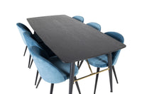 Spisegruppe Gold & Velvet 180 x 85 2-pakk – svart og blå