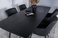 Spisegruppe rektangulær 180 x 85 + 2-pakk spisestoler – svart