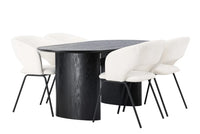 Spisegruppe oval 2-pakk 180 x 90 – offwhite og svart